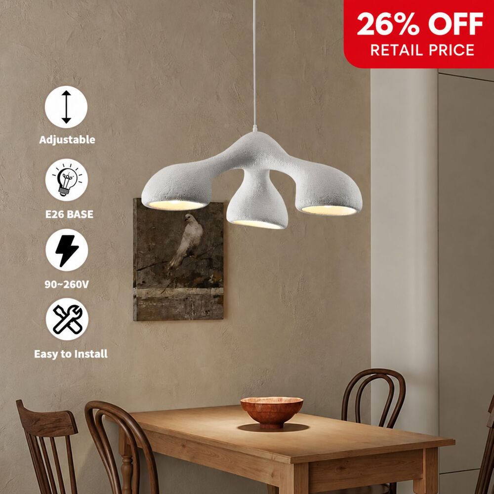 Brand New JAYMP Wabi Sabi 3-Light Pendant Light – White, 28.3"